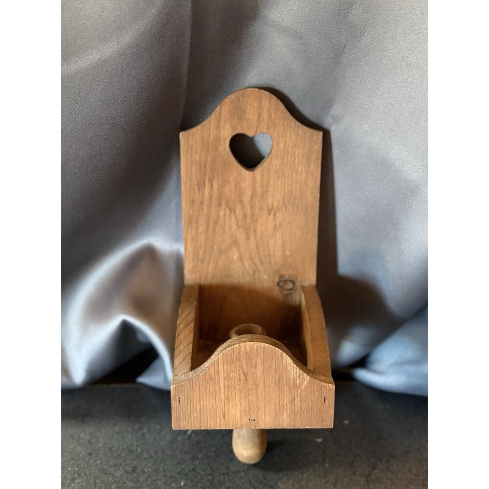 VTG Wood Heart Wall Candle Holder Farmhouse cottagecore grandmacore country 90's
